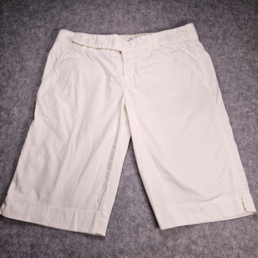 Vince Womens Off-White Bermuda Shorts Cotton Stretch Casual Minimalist Sz 4